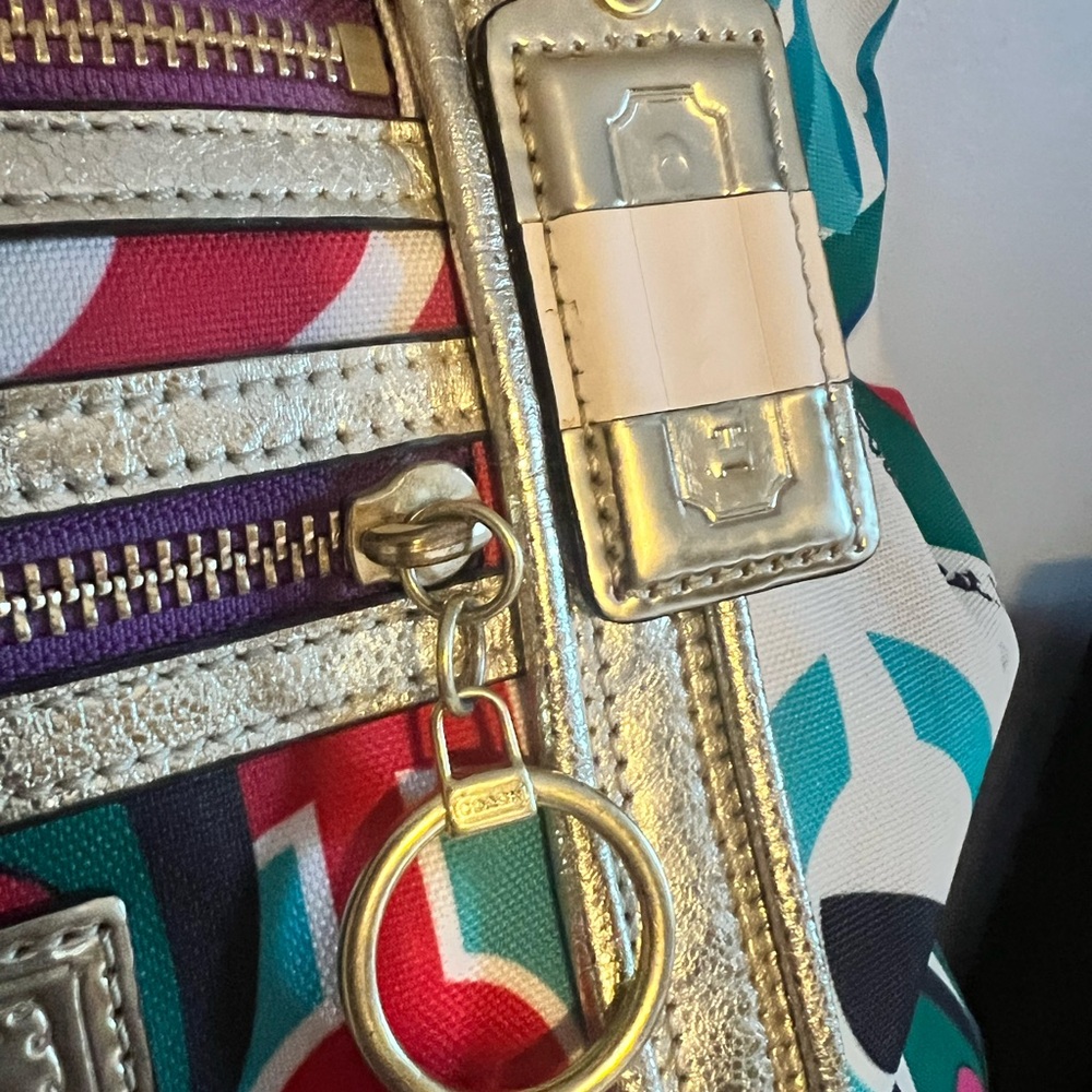 Coach Poppy Graffiti Tote Bag Signature Glam Retired Style 13839 Multi Color Y2K - Picture 4 of 7